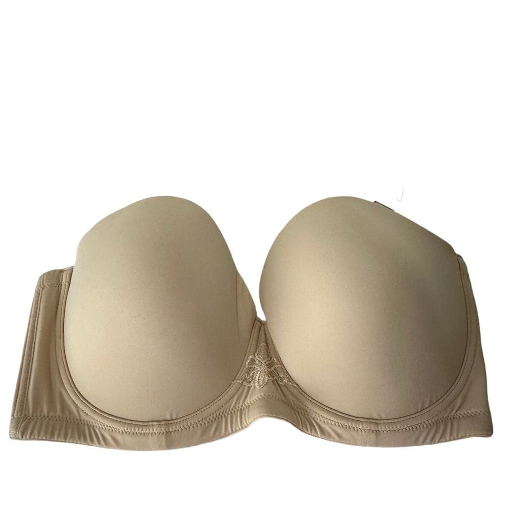 Nude Tan Strapless Bra Women 40DD Underwire Full Coverage Clear Straps‎ HN20
